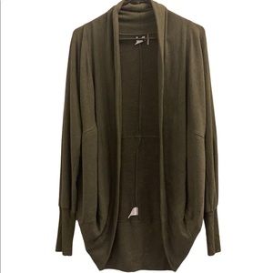 Olive green open slouchy cardigan